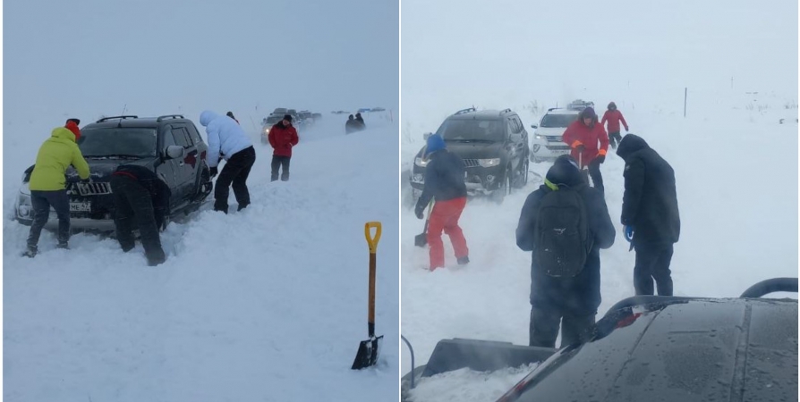 Застрявших на закрытой дороге в Териберку освободили из снежного плена