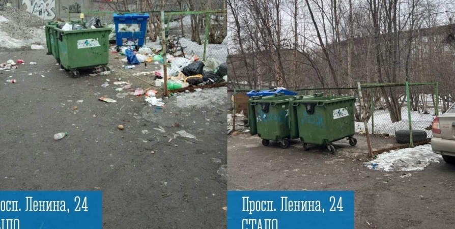 После встречи глав округов с жителями в Мурманске из дворов убрали мусор и бесхозное авто