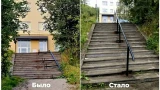 В Мурманске восстановили перила на деревянной лестнице на улице Папанина
