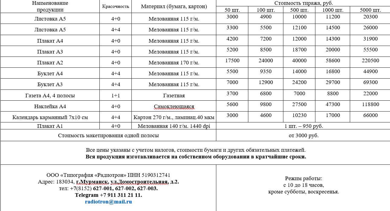 Услуги радиотрона