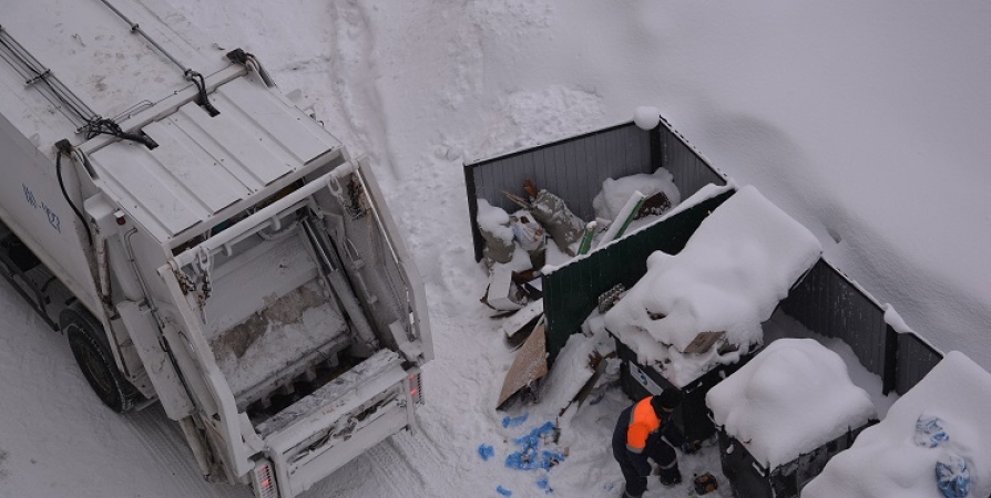 В Мурманске снегопад затруднил вывоз мусора