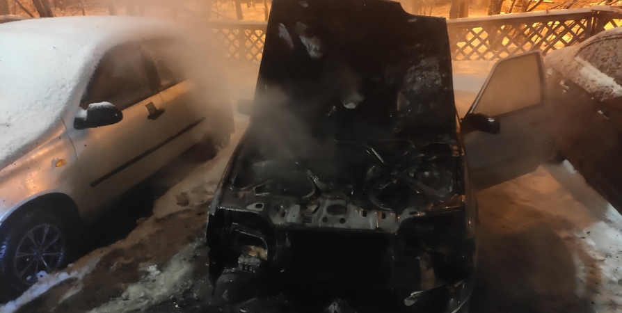 В Мончегорске десять пожарных потушили легковушку