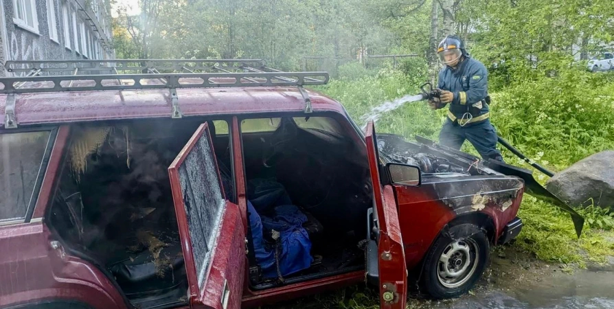 В Апатитах на Фестивальной ночью потушили авто