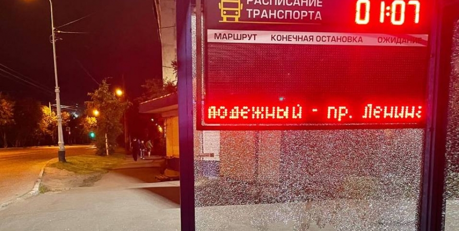 Ночью в Мурманске в остановке «Театральный бульвар» разбили стекло