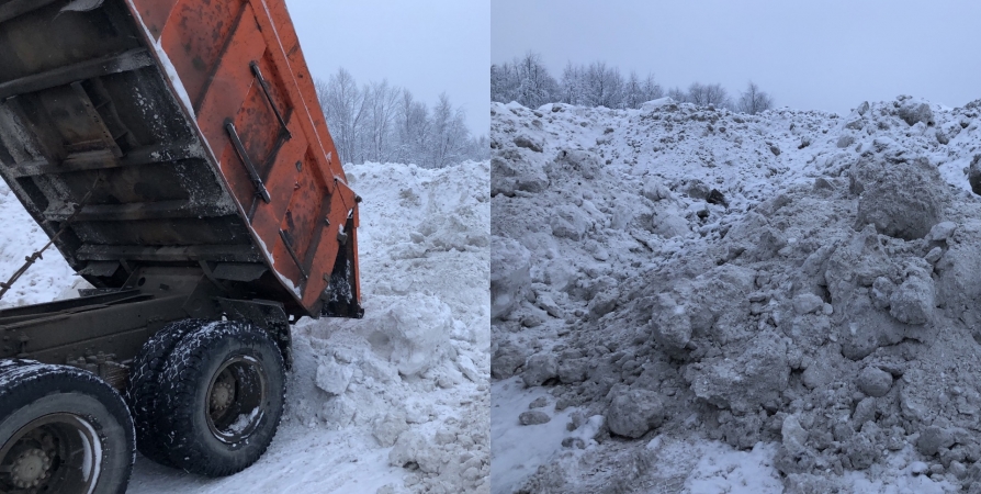 В Мурманске на Шабалина нашли свалку грязного снега