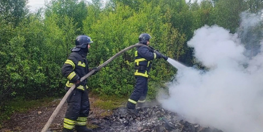 В районе Ковдора сгорела свалка пиломатериалов