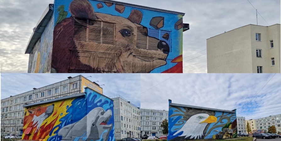Изображения птицы и животных украсили стены подстанции в Видяево