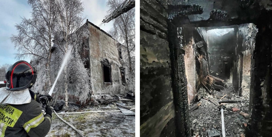 В Мурманске второй за день пожар в «деревяшке»: дом тушили почти 14 часов