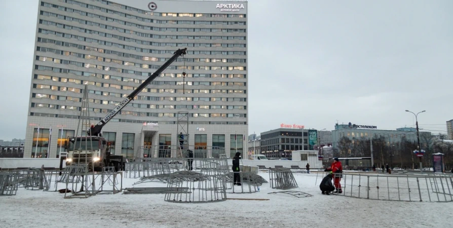 В Мурманске началась установка главной новогодней елки Заполярья