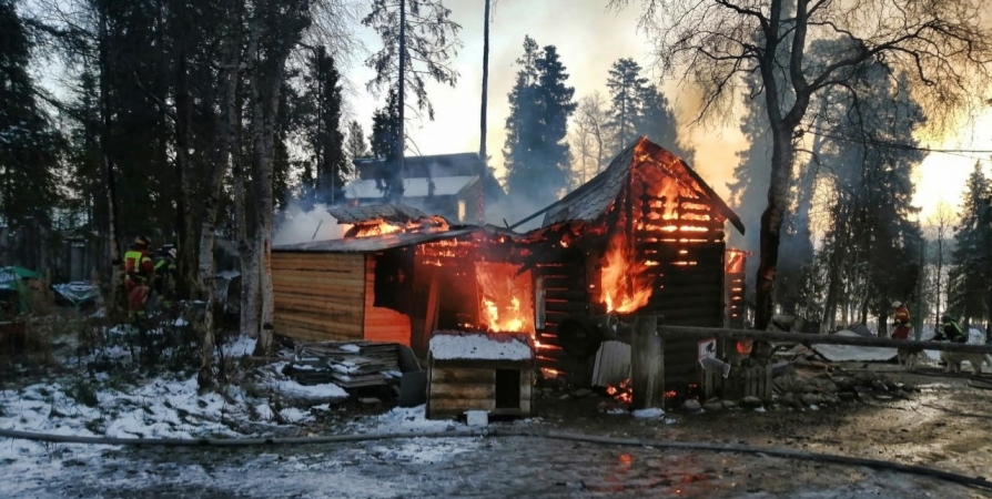 Деревянная дача сгорела в СОТ «Строитель-2» в Апатитах