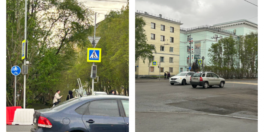Светофоры на работают на перекрестке в центре Мурманска