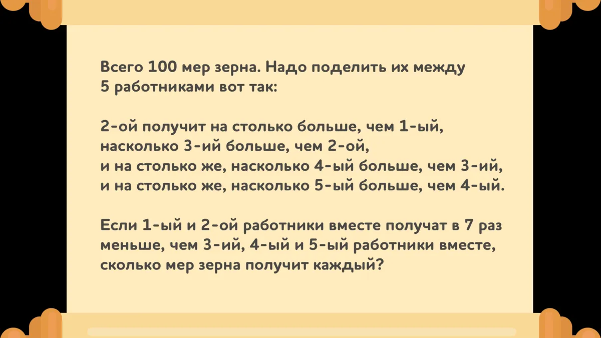 Проверьте ваш IQ: поделите зерно между 5 работниками — задаче из «Папируса Ахмеса» 4 тыс. лет