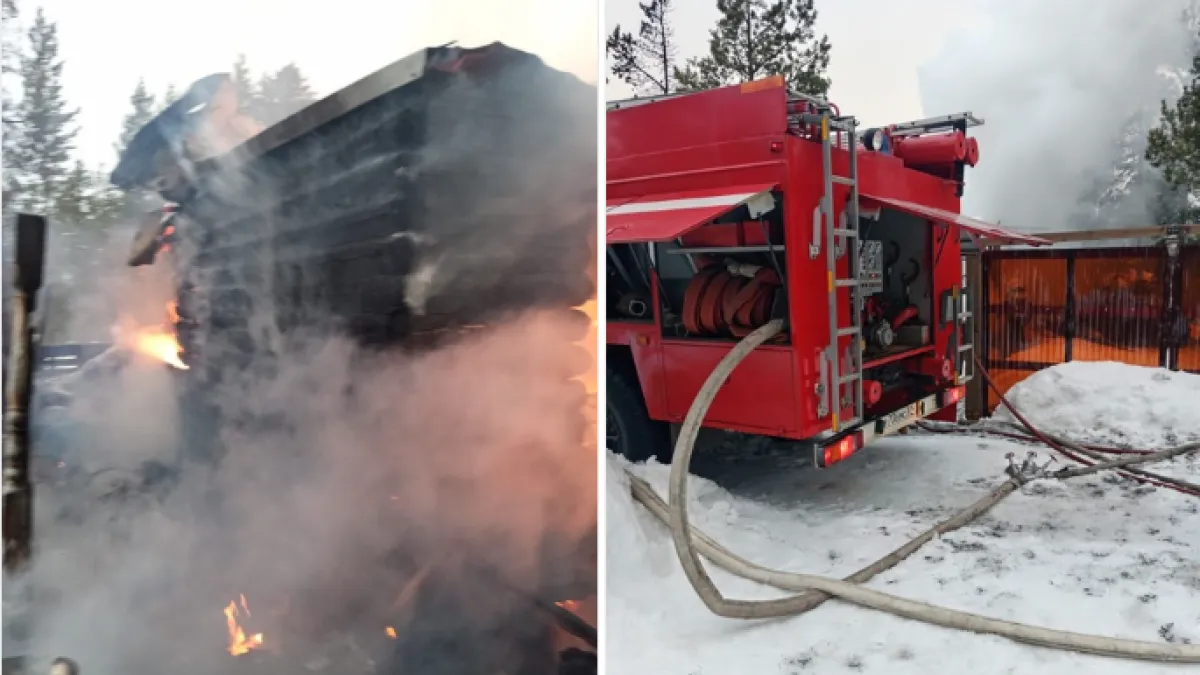 В Кольском районе полностью сгорела деревянная дача