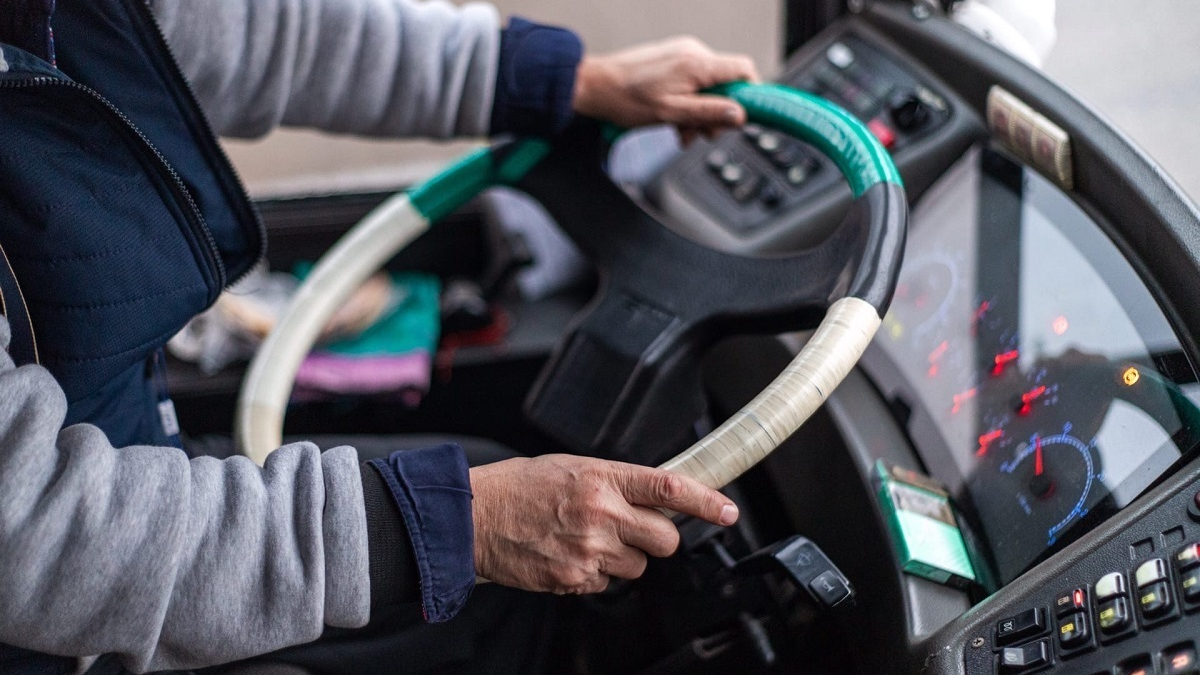 водитель держит руль