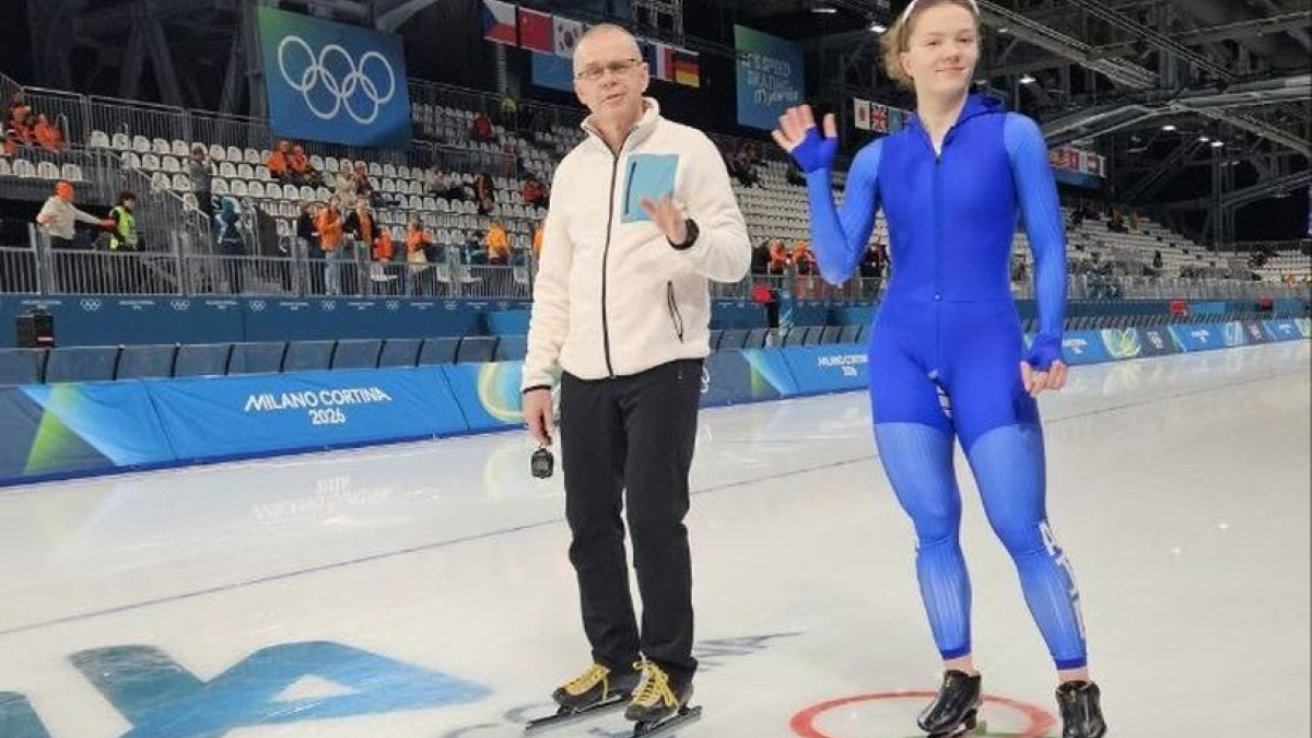 Ксения Коржова с тренером на Олимпийских играх