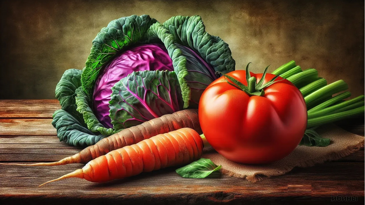 морковь, капуста, томат