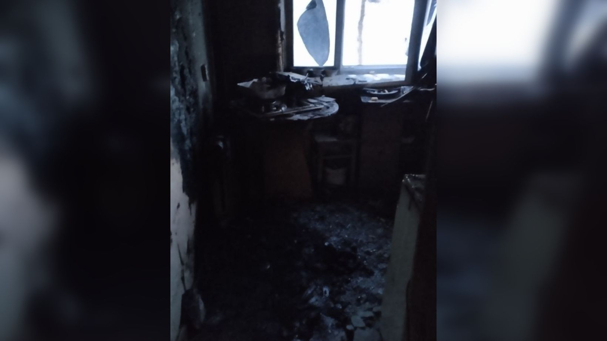 сгоревшая кухня в пятиэтажке