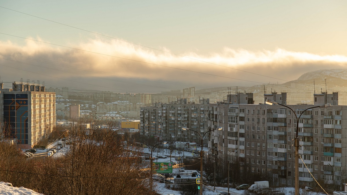 вид на Мурманск зимой