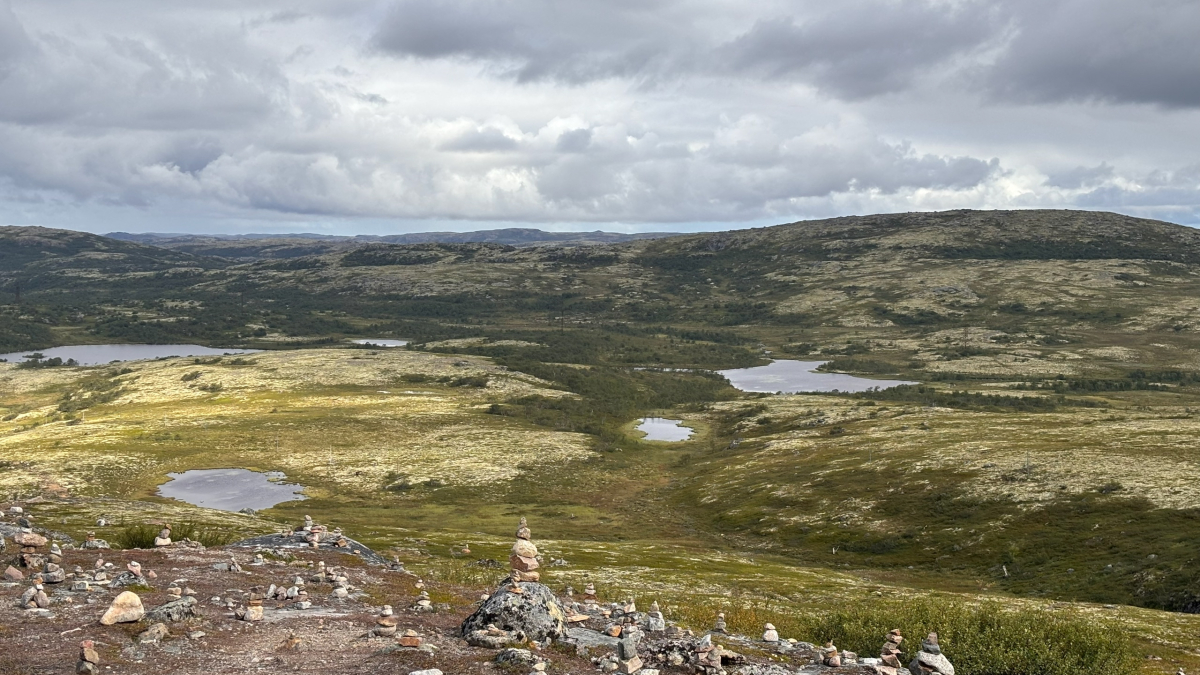 каменные пирамидки в тундре