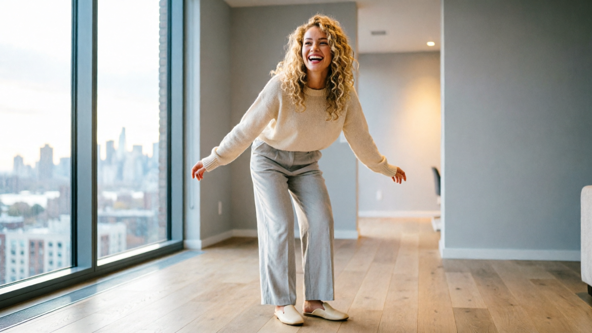 Женщина в квартире на фоне окна