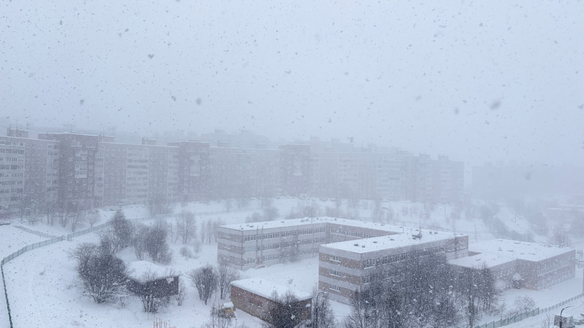 Снегопад в Мурманске