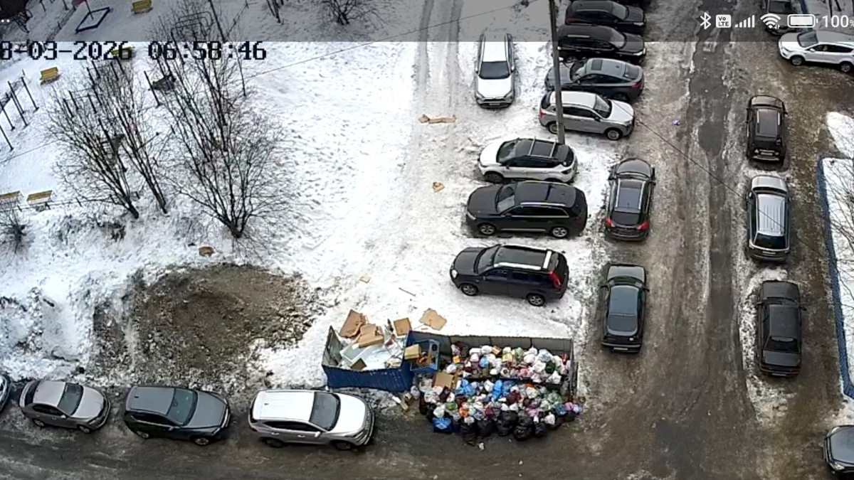 Переполненный мусором контейнер