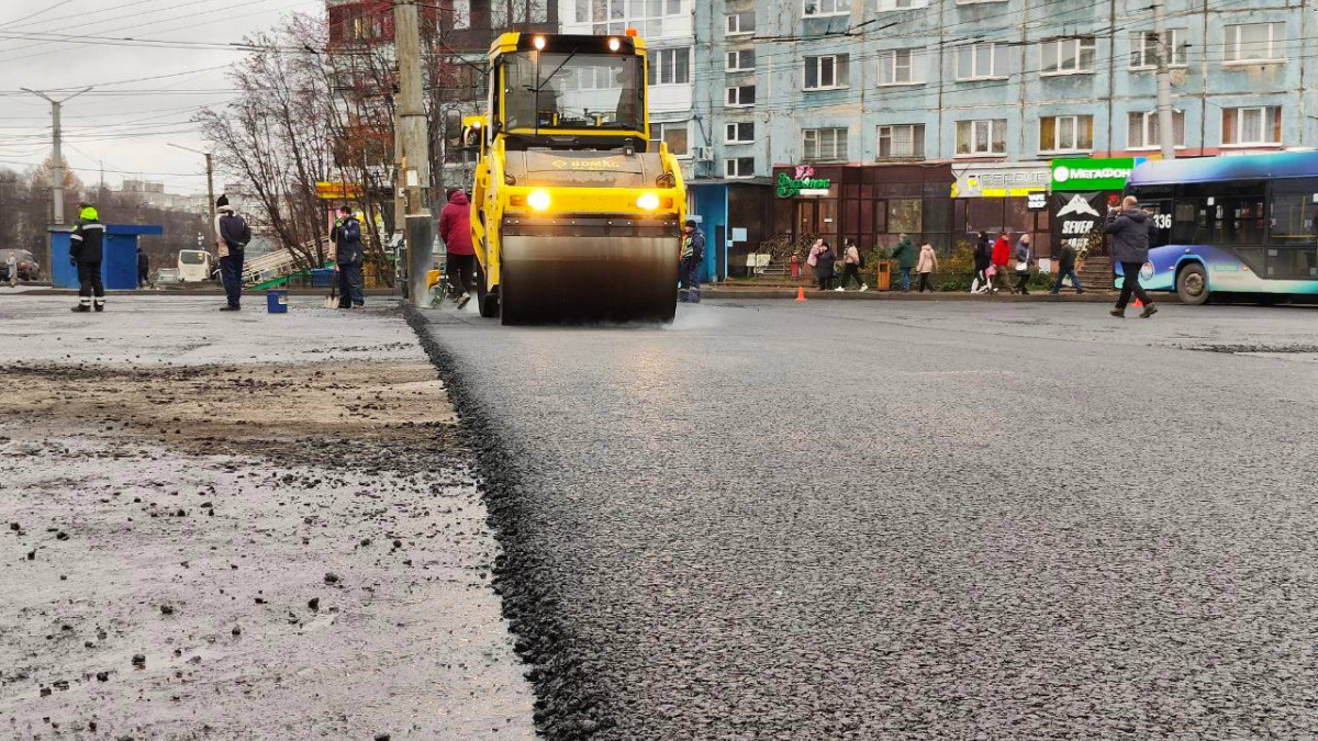 Ремонт дороги в Мурманске