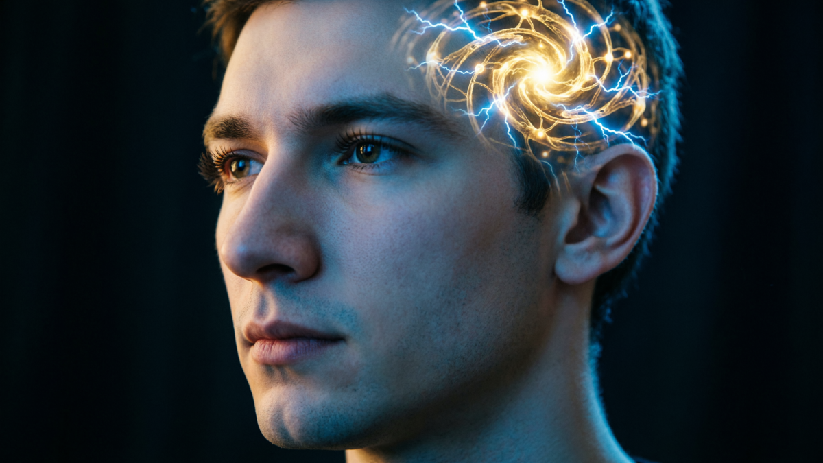 Портрет мужчины с нейронными связями