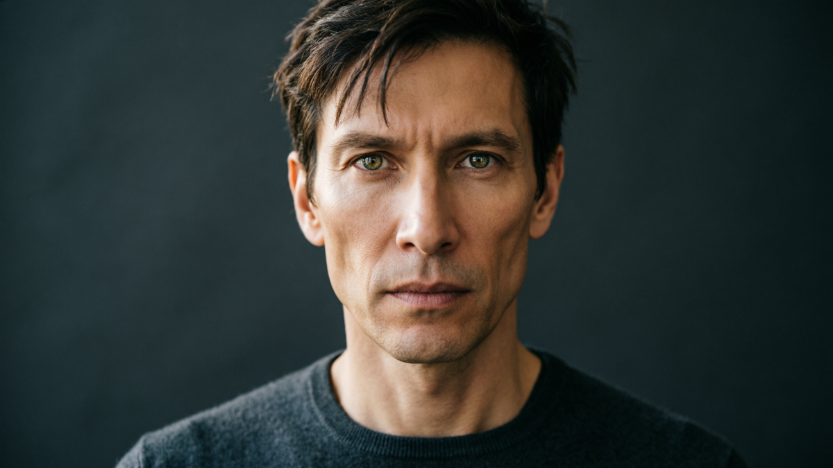 Человек смотрит прямо