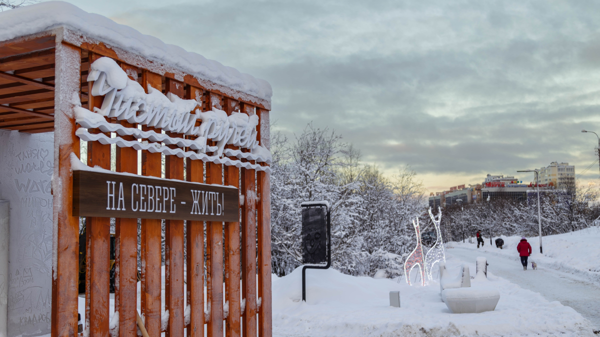 Знак Чистый ручей, зима