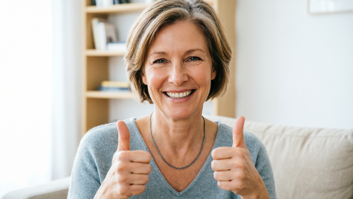 Женщина улыбается