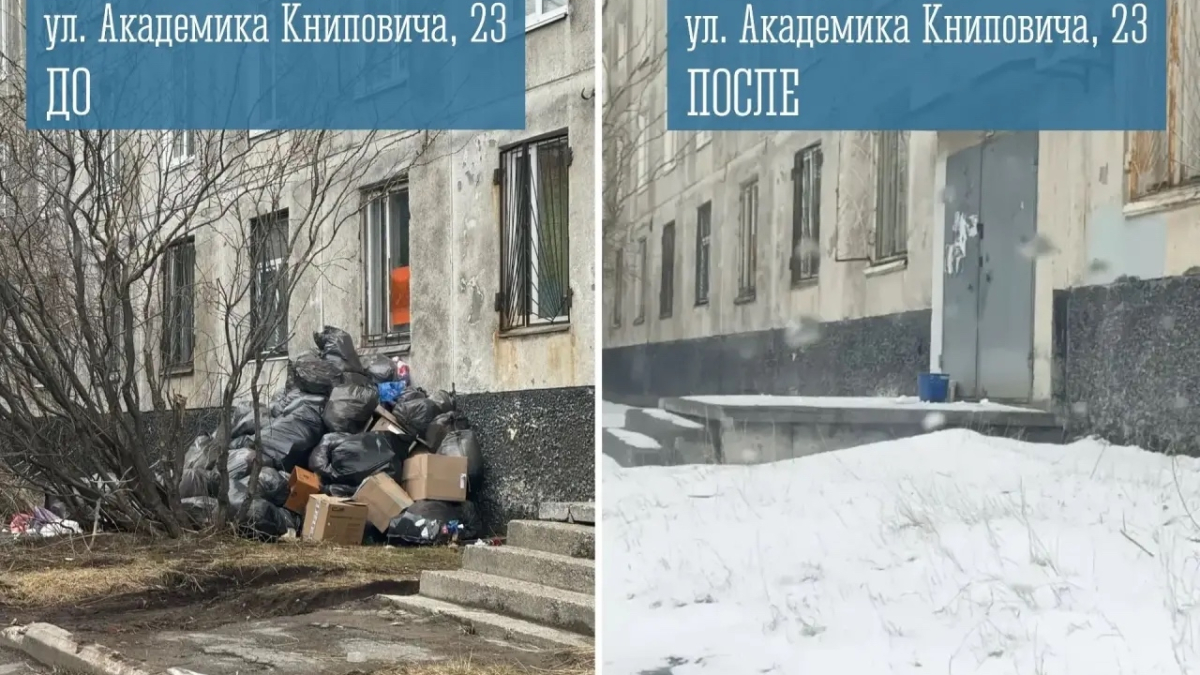 состояние улицы до и после уборки