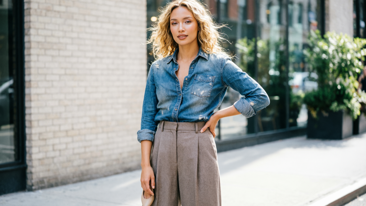 Женщина в джинсовой рубашке