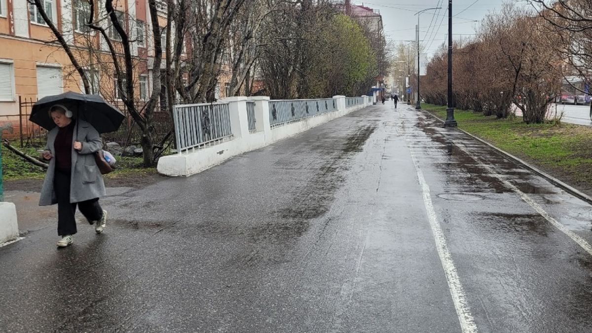 девушка с зонтом идет по улице