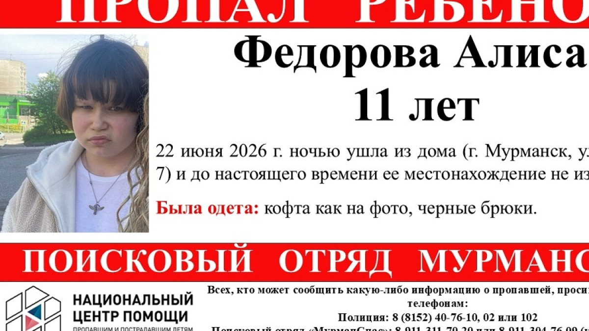 ориентировка о пропавшей девочке