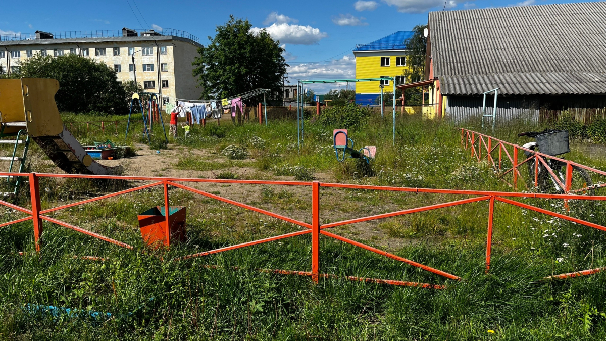 Трава возле игровых