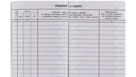 страница трудовой книжки