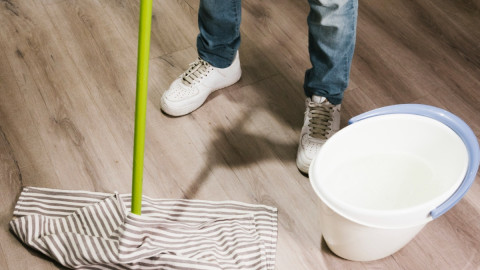 ноги, швабра, ведро