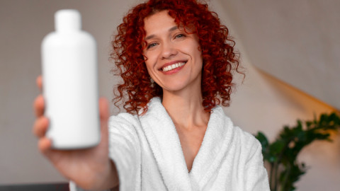 Женщина держит баночку