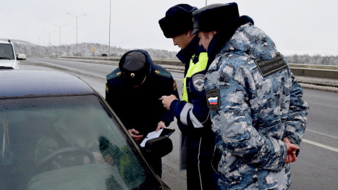 судебные приставы беседуют с водителем