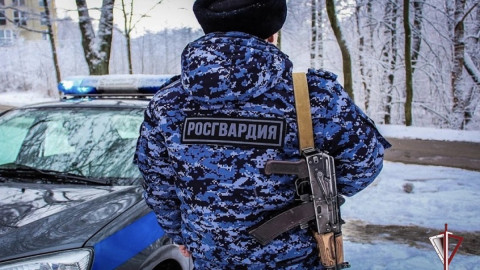 сотрудник Росгвардии в зимней форме