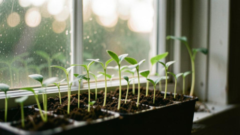 Рассада на подоконнике