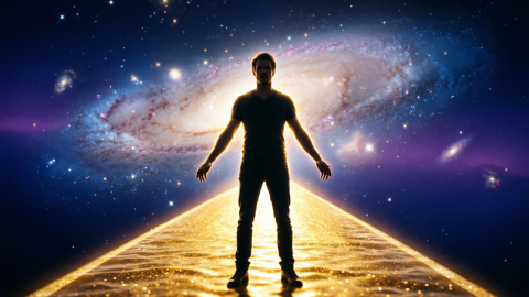 Человек на фоне космоса