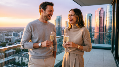 Мужчина и женщина с бокалами