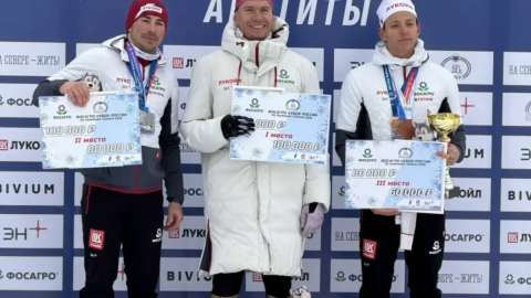 награждение победителей гонки на лыжах