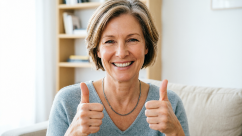 Женщина улыбается