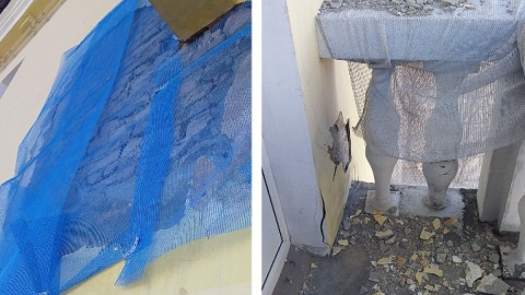 разрушающийся фасад дома