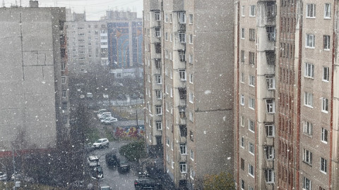 первый снег в городе
