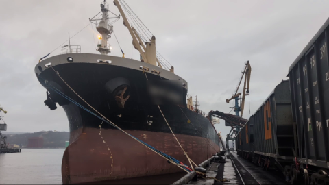 Разгрузка зерна в Торговом порту